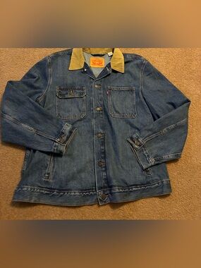 Levi's Blue Denim Jacket with Tan Corduroy Collar
